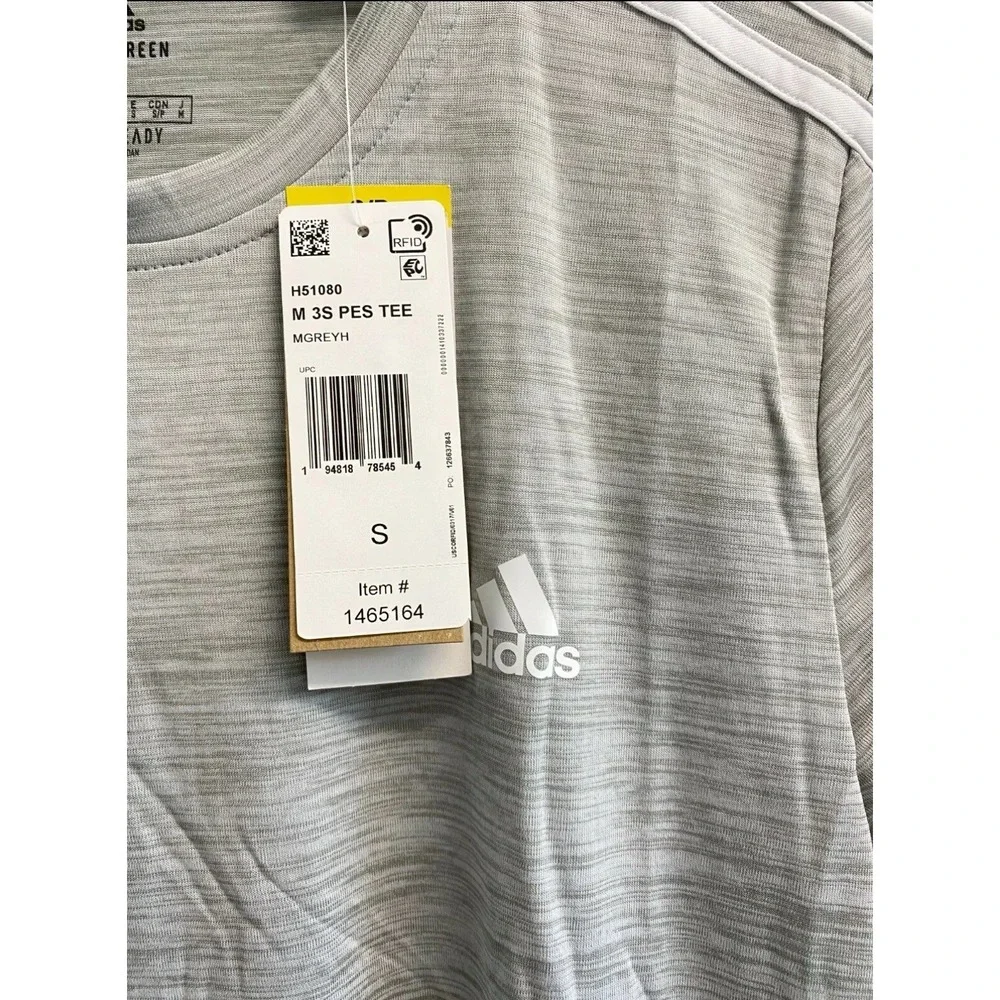 NEW Adidas Men's Aeroready S,M,XL Tech T-Shirt Crew Neck‎ Primegreen Grey White